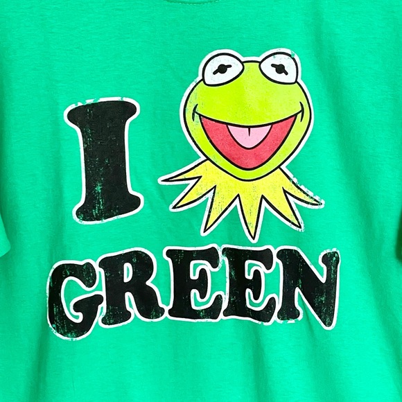 NEW Disney The Muppets Kermit I Love Green Graphic Green T Shirt Adult Sz Medium - Picture 3 of 7